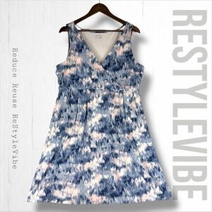 EDDIE BAUER Women’s Size XL Dress Sleeveless Wrap Style V-Neck Tie-Dye Stretch